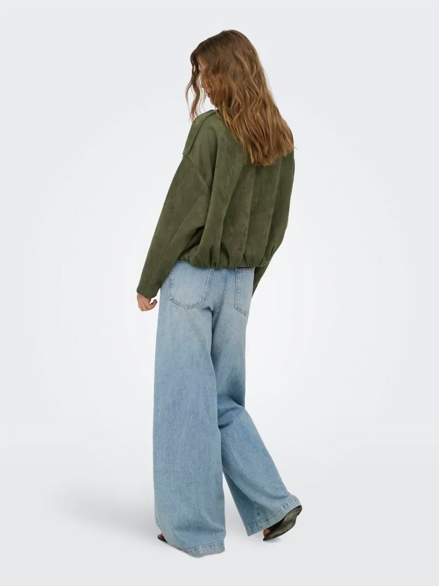 Onlmoon-Stina Faux Suede Bomber Pnt Noos Grønn - Image 7