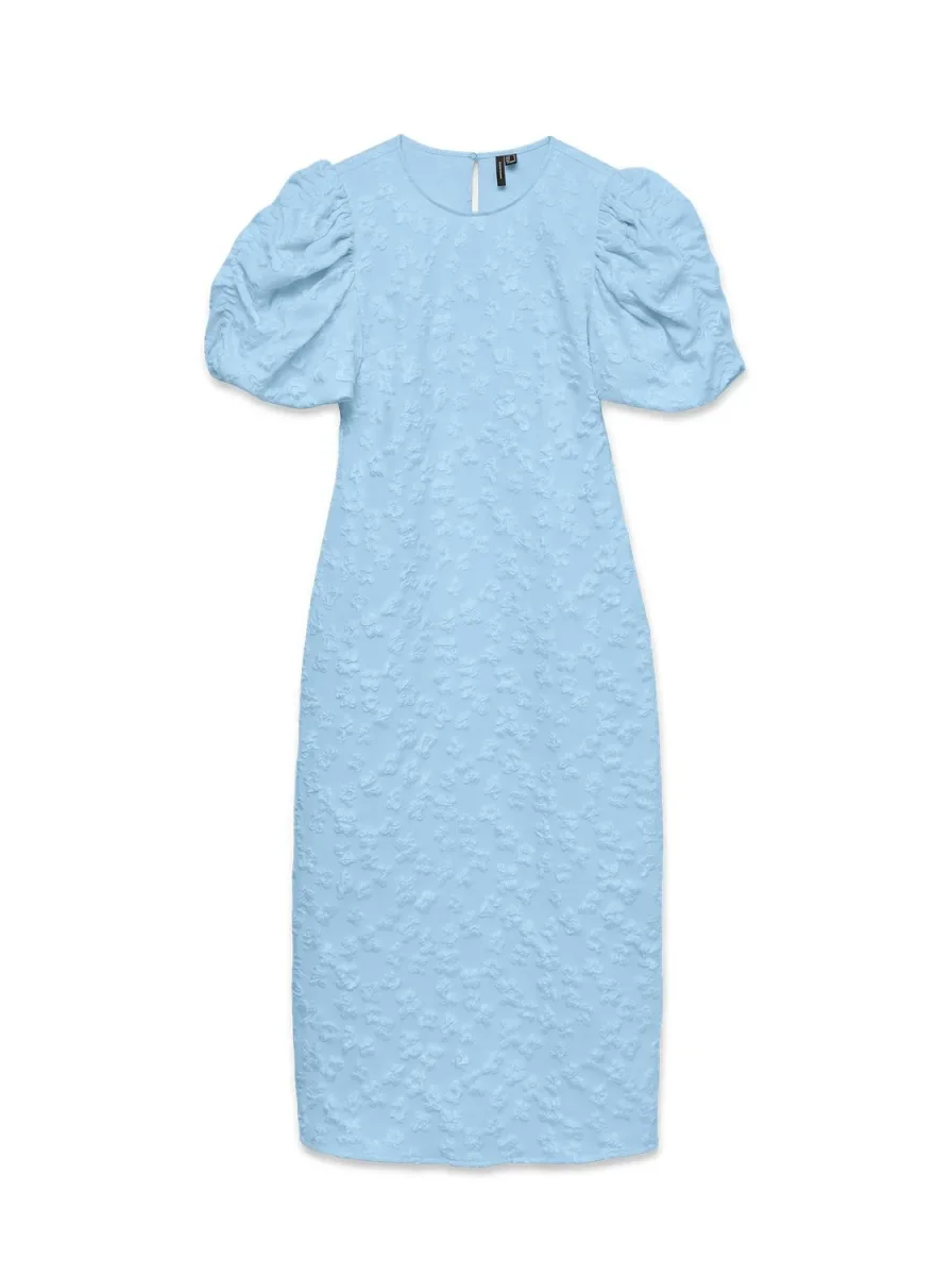 Vmfia Ss O-Neck Midi Dress Exp Blå