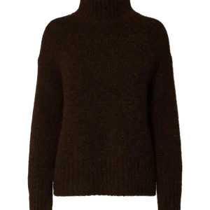 Slfgabriella Ls Knit High Neck Noos Mørkebrun