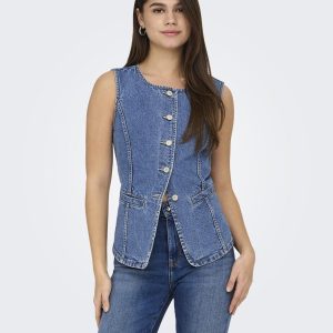 Onlgiulina S/l Button Waistcoat Dnm Blå
