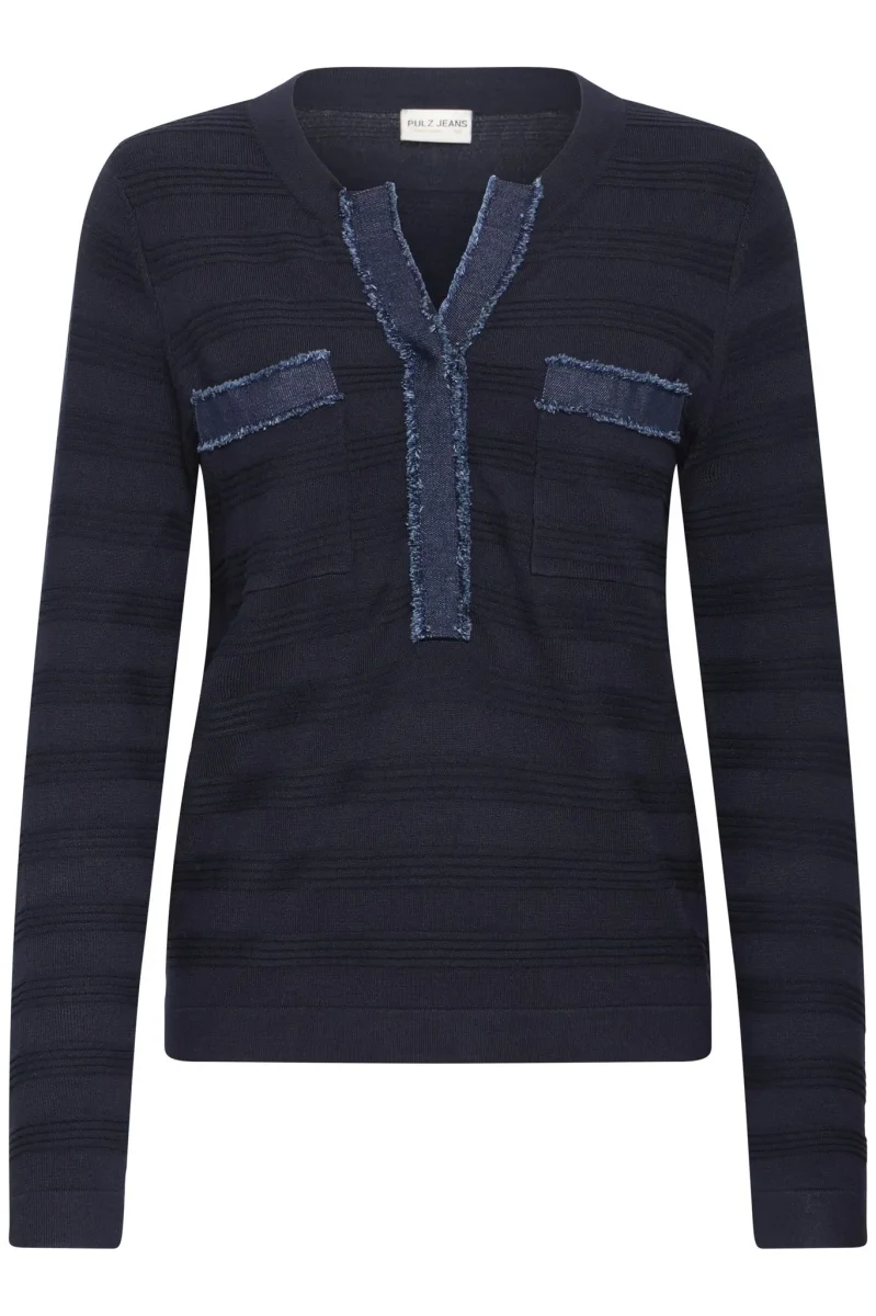 Pzsara Denim Mix Knit Blå - Image 2