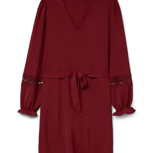 VMALVA LACE LS SHORT DRESS WVN GA BOO Mørkerød