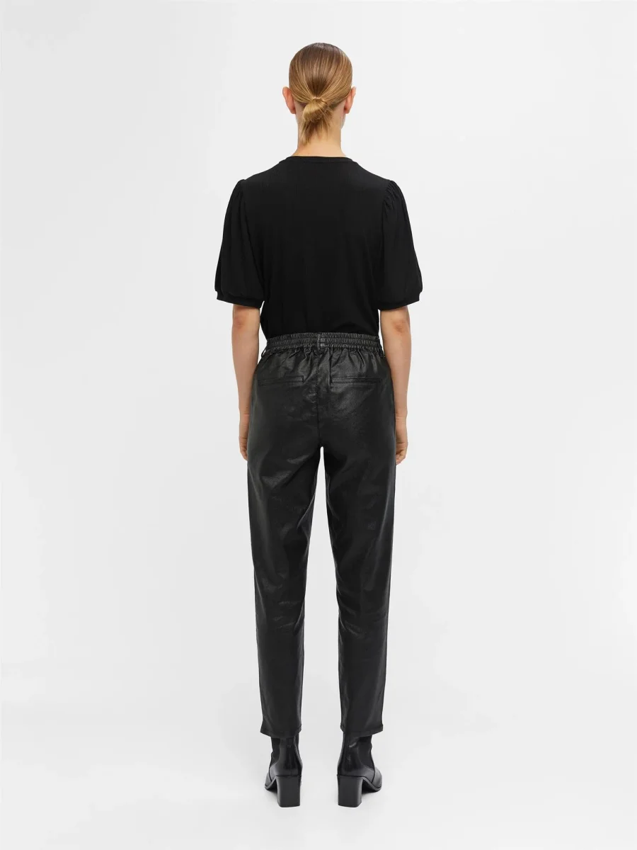 OBJBELLE LISA COATED PANT NOOS Sort - Image 4