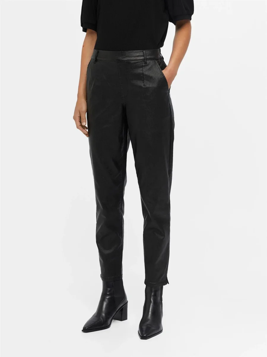 OBJBELLE LISA COATED PANT NOOS Sort - Image 3