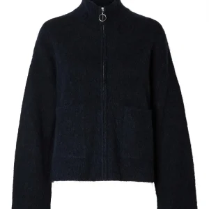 SLFSIA RAS LS KNIT ZIPPER CARDIGAN Mørkeblå