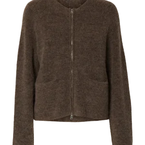 Slfsia Ras Ls Knit Short Cardigan Brun