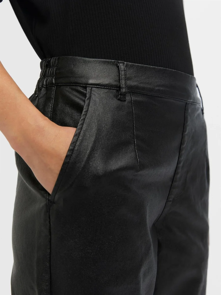 OBJBELLE LISA COATED PANT NOOS Sort - Image 6