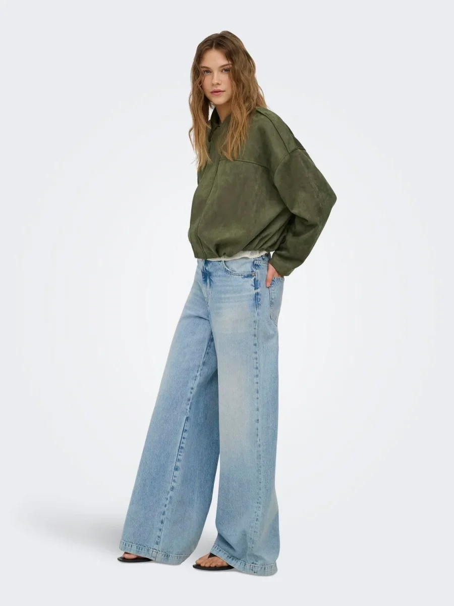 Onlmoon-Stina Faux Suede Bomber Pnt Noos Grønn - Image 3