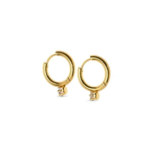Oline - Crystal Hoop Earrings Stainless Steel Gull