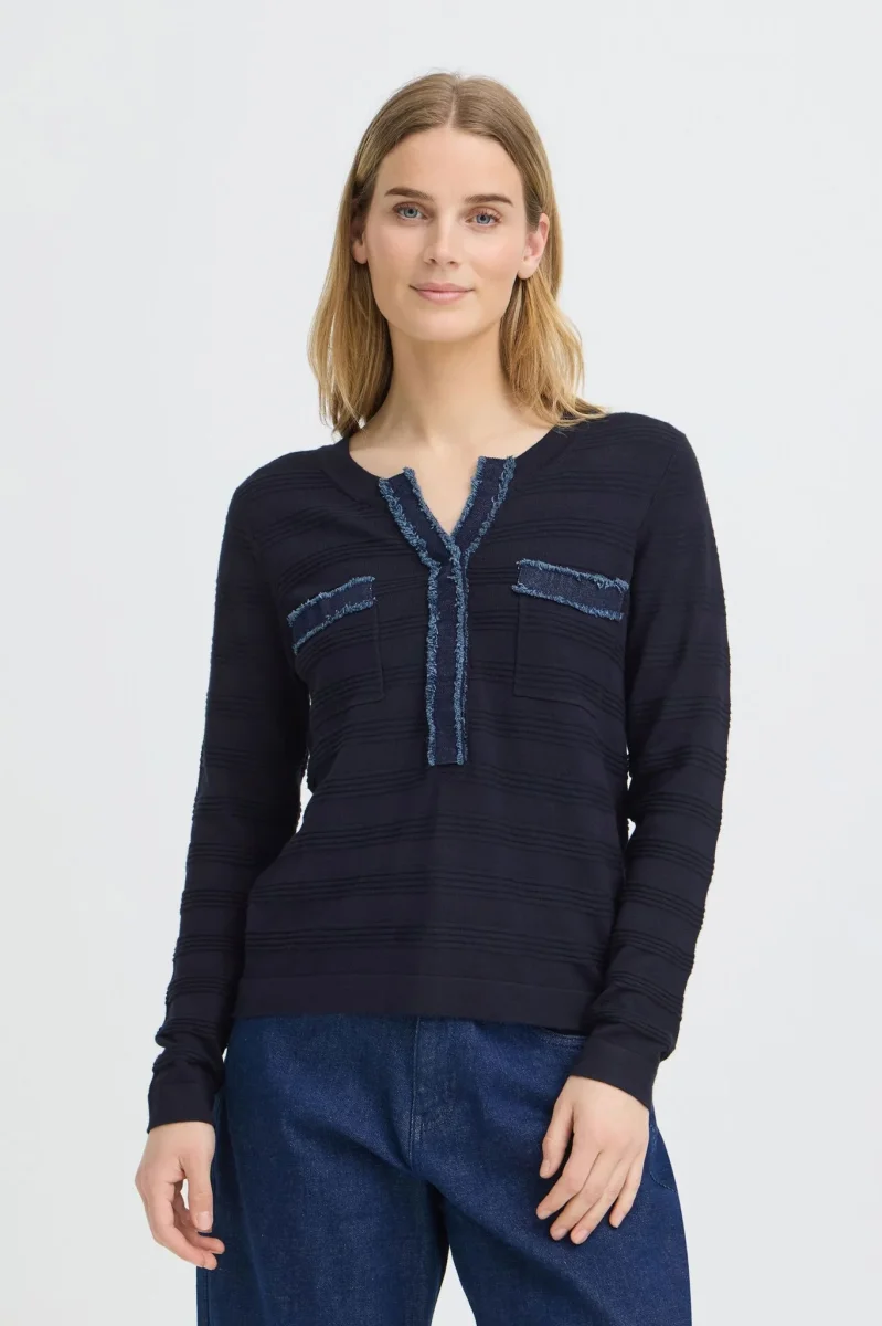Pzsara Denim Mix Knit Blå - Image 5