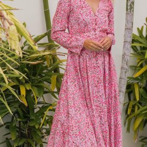 Rosa sommerkjole med knapper - Liljekonvall kjole